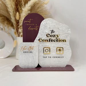 Multi NFC Follow Us Display, NFC Reception Sign, Aesthetics Clinic Lips & Social Media Sign, Custom Business Social Hub, NFC Payment sign