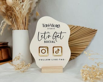 Multi NFC Follow Us Display, Custom Cloud Sign, NFC Reception Sign, Marketing Media Link, Logo signage, Payment Method & Social Media Sign