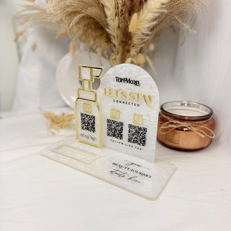 Multi NFC Follow Us Display+ Card Holder, QR Code Beauty Sign Salon, QR ...