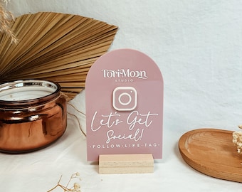 Personalized NFC Follow Us Sign, Custom Acrylic Sign, NFC Beauty Sign, Social Media Link, Logo signage, Payment Method and Social Media Sign