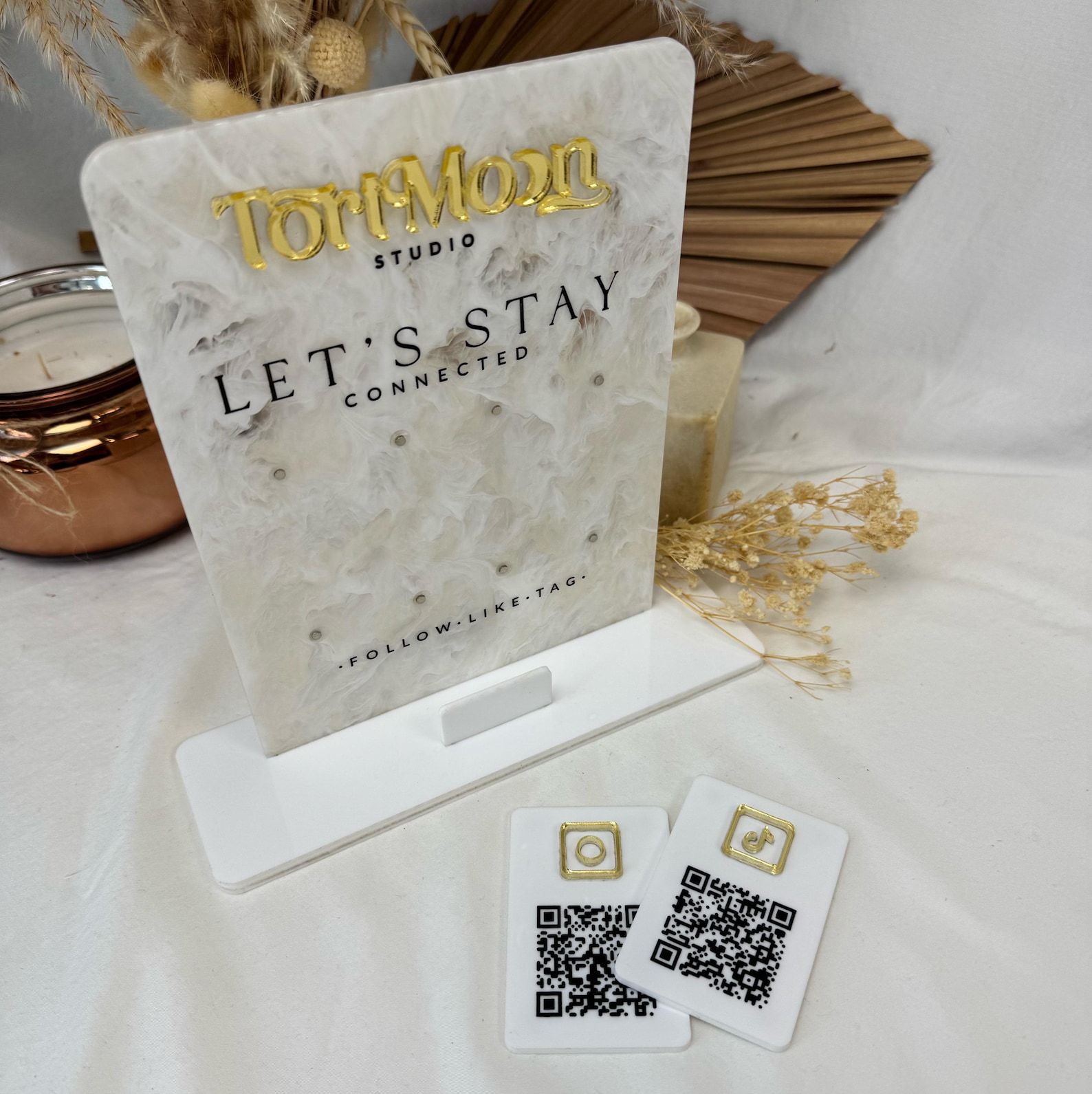 Magnetic QR Code Sign With Card Holder | Swappable QR Panels for Social ...