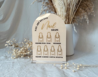 Unique Aesthetic Acrylic Nail Shapes, Small business Manicurist gift, Nail tech gift, Beauty salon decor accessory, Custom acrylic nail sign