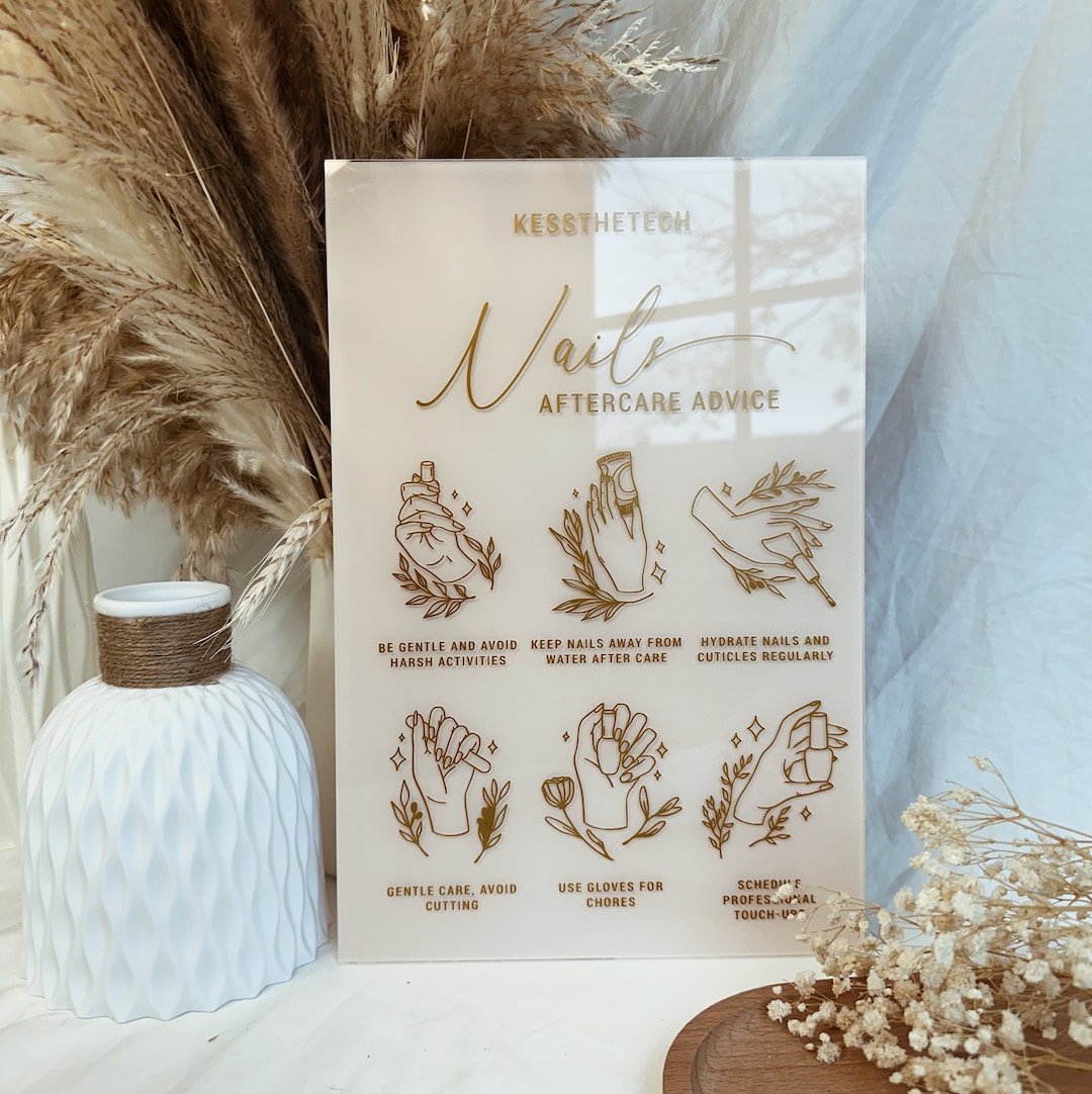 Nail Aftercare Acrylic Sign Nail Care Nail Tech Gift Salon Etsy