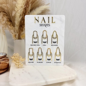 3D Acrylic Nail Shapes Chart, Nail Tech Display Sign, Manicurist Gift, Beauty Salon Decor, Nail Shape Guide for Nail Artists