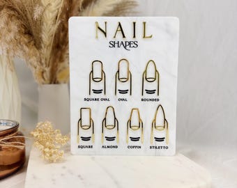 Tabla de formas de uñas acrílicas 3D, letrero para exhibición de manicura, regalo para manicuristas, decoración de salón de belleza, guía de formas de uñas para artistas de uñas.