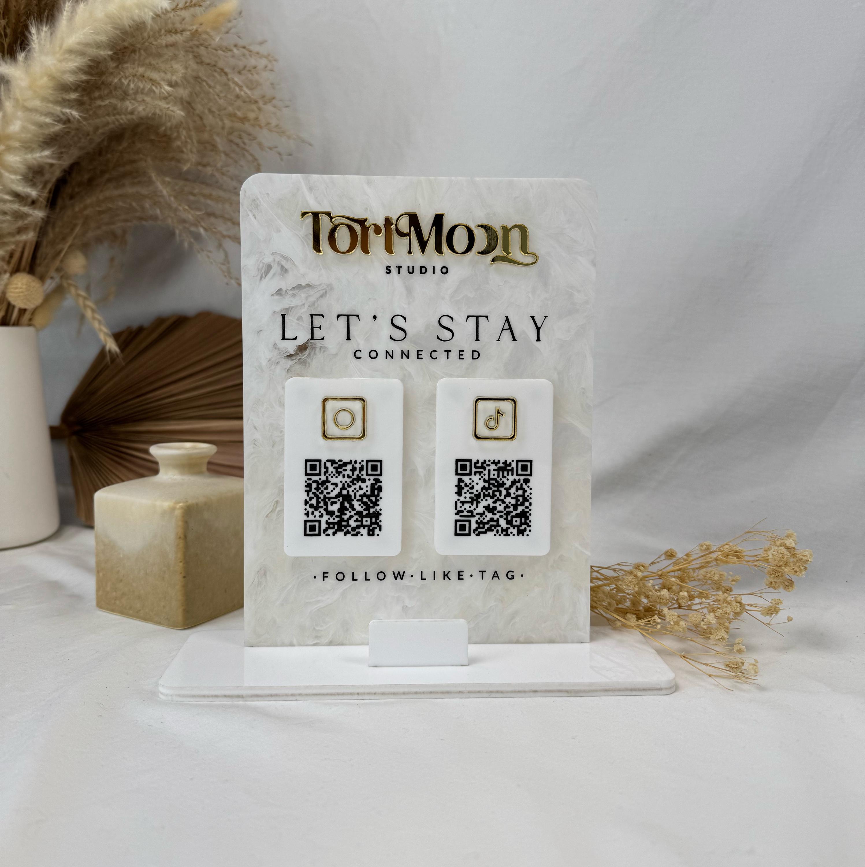 Magnetic QR Code Sign With Card Holder | Swappable QR Panels for Social ...