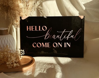 Reversible Open & Close Hanging Door Sign, double sided We're Open / Closed, Beauty Acrylic sign, Business Aesthetic Door Sign, Salon sign