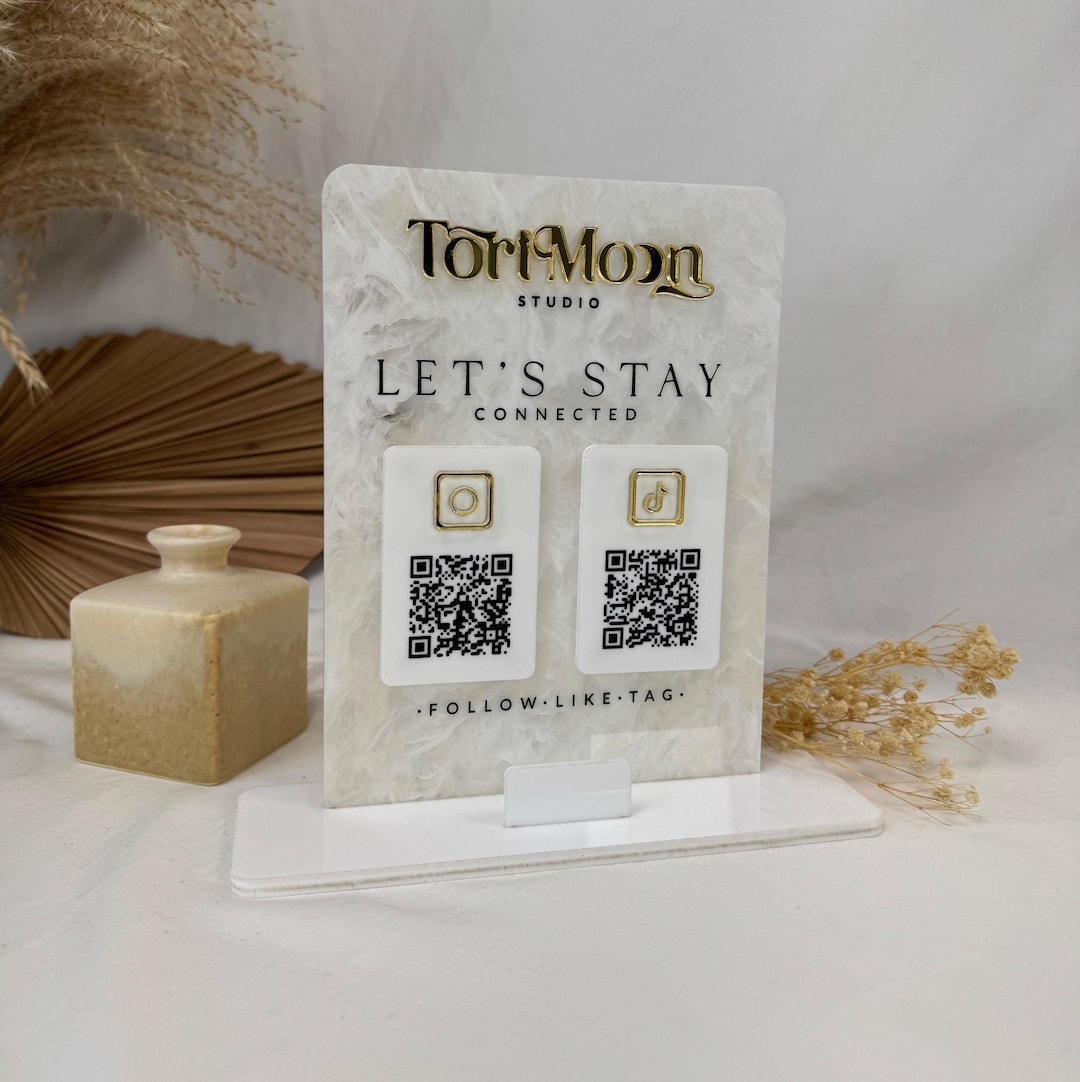 Magnetic QR Code Sign With Card Holder | Swappable QR Panels for Social ...