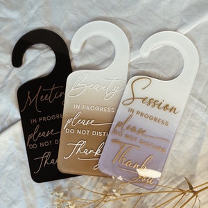 In Session Sign Therapy, Treatment room sign, Custom Do Not Disturb Door Sign, Lash and brow Acrylic door hanger, In progress Sign for salon