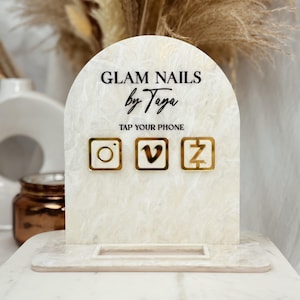 NFC Payment sign, Multi NFC Follow Us Display + Card Holder, NFC Reception Sign, Marketing Media Link, Payment Method & Social Media Sign