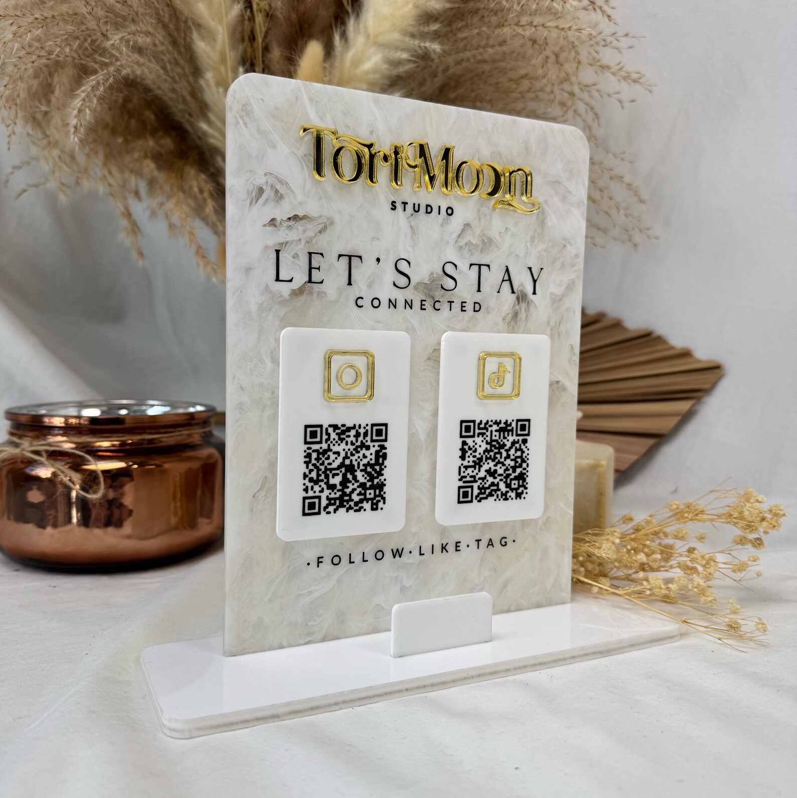 Magnetic QR Code Sign With Card Holder | Swappable QR Panels for Social ...
