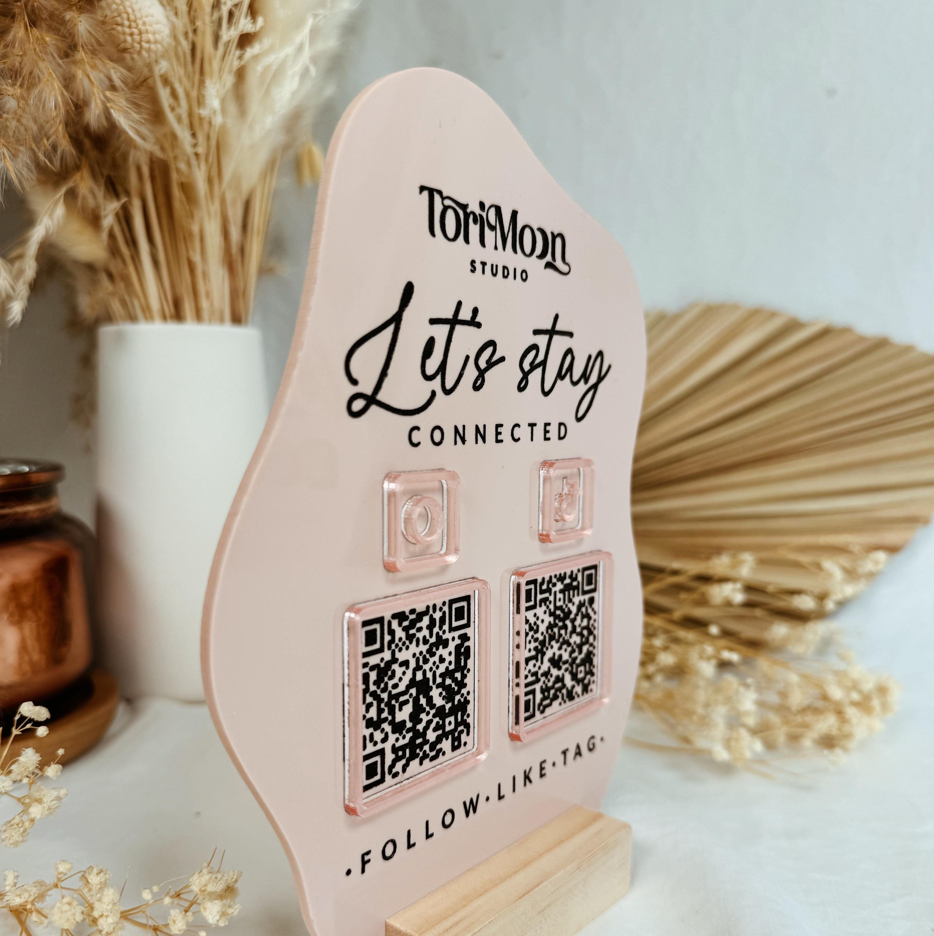 QR Code Follow Us Display, Custom Cloud Sign, QR Code Reception Sign ...