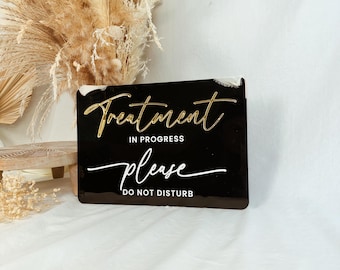 Reversible Treatment Hanging Door Sign, Custom Do Not Disturb Acrylic Sign, In Session Sign for salon, 3D Business Sign, Salon Welcome sign