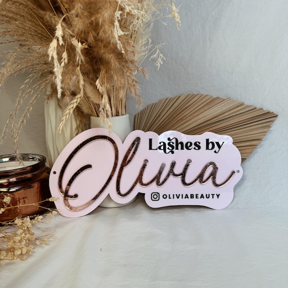 Custom 3D Acrylic Sign, Double Layer Acrylic Beauty Sign , Lash Brow Acrylic Logo Sign, Custom Salon Name Sign, Wall Aesthetic Acrylic Sign