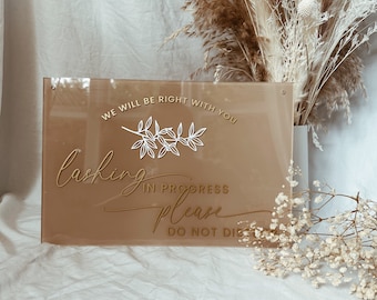 Treatment room decor acrylic beauty displays, Small business Lash Brow artist sign, Beauty salon decor, In session do not disturb salon sign