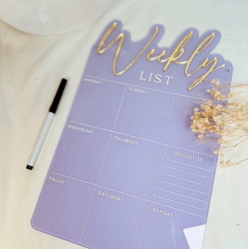 Acrylic Weekly Planner, Acrylic Dry Erase Planner, Beauty Artist