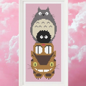 Studio Ghibli Totoro Totem - Mein Nachbar Totoro Anime Kreuzstich Stickmuster, einfach - Sofort PDF-Download mit 2 KOSTENLOSEN Bonus Mystery Patterns