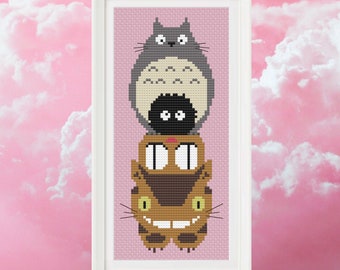 Totoro Totem Cross Stitch Pattern: My Neighbor Totoro Anime (PDF Download)