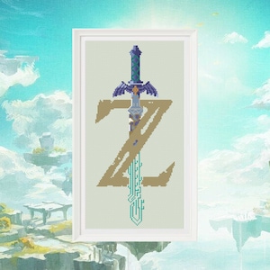Zelda Tears of the Kingdom Logo, Easy Echoes of Wisdom Gaming Cross Stitch Pattern, 20 Colors - Instant PDF Download w/ FREE Mystery Pattern