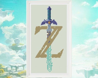 Zelda Tears of the Kingdom Logo, Easy Geoes of Wisdom Gaming Kreuzstichmuster, 20 Farben - Sofortiger PDF-Download mit KOSTENLOSEM Mystery-Muster