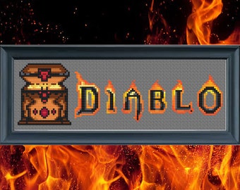 Diablo Chest Cross Stitch Pattern: Easy Gamer Design (PDF Download)