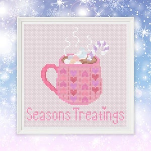 Hot Chocolate - Seasons Treatings, Winter Christmas Holiday Cross Stitch Pattern, Easy - 19 Colors - Instant PDF Download
