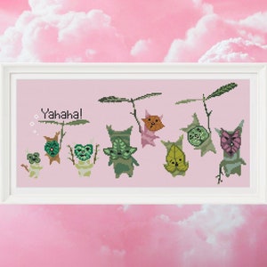 Zelda Tears of the Kingdom Korok Party, Echoes of Wisdom Gaming Cross Stitch Pattern, Easy - 36 Colors - PDF with FREE Bonus Mystery Pattern