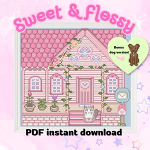 Stardew Valley Korsstygnsmönster: Hemma ljuva hem, rosa mysig stuga (2 PDF-nedladdningar)