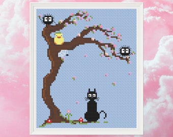 Totoro Tree Cross Stitch Pattern: Anime (PDF Download)