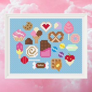 Doces, Doces de Verão, Padrão de Ponto Cruz, Fácil - 31 Cores - Download Instantâneo em PDF