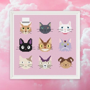 Studio Ghibli CATS, My Neighbor Totoro, Anime Cross Stitch Pattern, Easy - 32 Colors - Instant PDF Download w/ 2 FREE Mystery Patterns