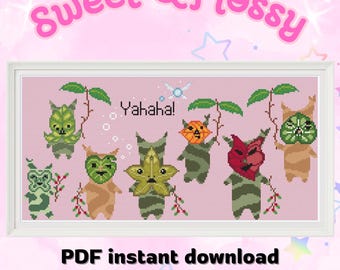 Patrón de punto de cruz de la fiesta de Zelda Korok: Lágrimas del Reino (PDF)