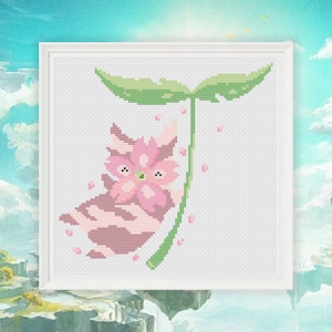 Cherry Blossom Korok Zelda Tears of the Kingdom, Echoes of Wisdom Gaming Cross Stitch Pattern, Easy - 12 Colors - Instant PDF Download