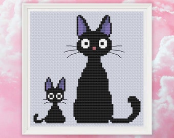 Jiji Cross Stitch Pattern: Kiki's Delivery Service Anime (PDF Download)