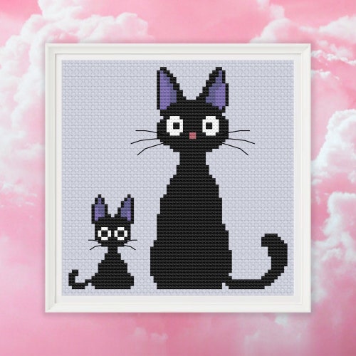 Jiji Cross Stitch Pattern: Kiki's Delivery Service Anime (PDF