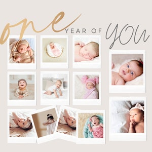 Erste Geburtstag Meilensteintafel Vorlage: Fotocollage (Digitaler Download)