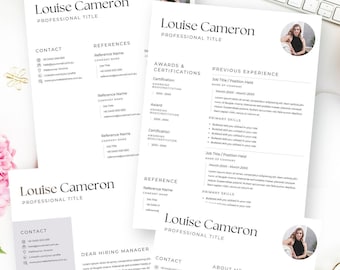 Prosty wzór CV: Profesjonalna praca, list motywacyjny (Canva Digital Download)