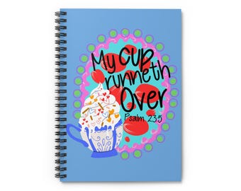 Caderno "Minha Taça Transborda" | Espiral com Ilustração do Salmo 23:5