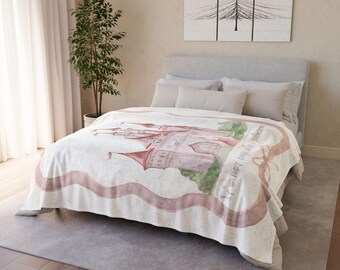 Manta Princesa Castelo Aquarela Rosa | Manta para Quarto de Bebê Conto de Fadas