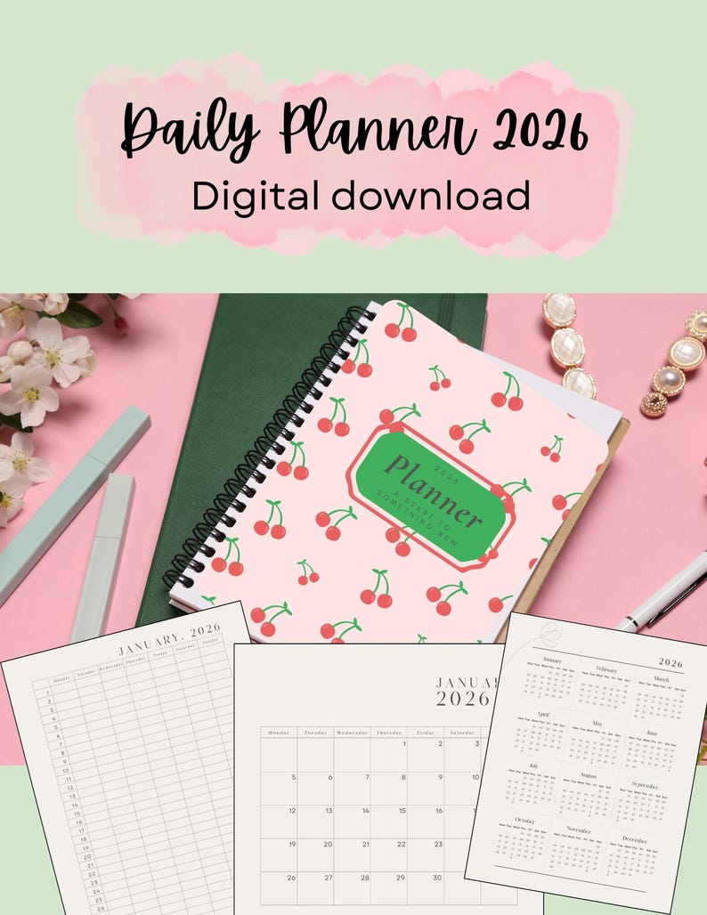 2026 Daily Planner and Calendar Digital Download - Etsy