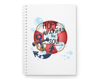 Caderno Espiral "A Esperança ancora a Alma" | Design de Boia Salva-vidas com Âncora Náutica
