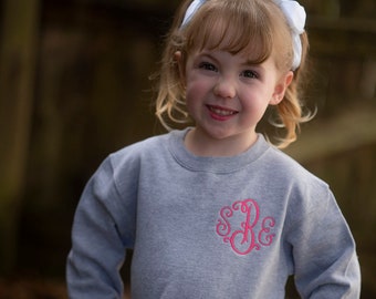 Toddler Monogram Sweatshirt, Personalized Clothing, Embroidery, Monogram, Personalized Sweatshirt, Initials, Gift, Toddler, Youth, Kids