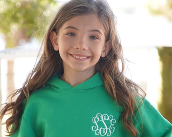 Youth Hooded Sweatshirt, Monogram Hoodie, Personalized Clothing, Embroidery, Monogram, Personalized Sweatshirt, Initials, Gift, Youth