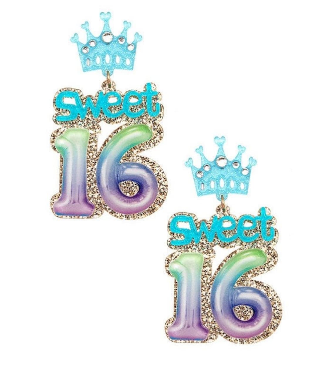 Sweet Sixteen Earrings Balloon Earrings Acrylic Earrings Etsy