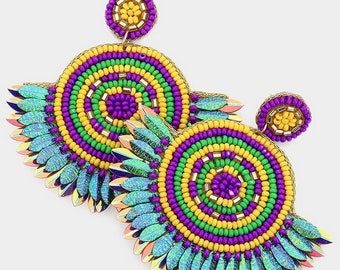 mardi gras wing earrings
