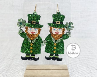 St. Patrick's Day Earrings, Leprechaun Earrings, Saint Patrick's Day, Luck, Lucky Earrings, Leprechaun, Glitter