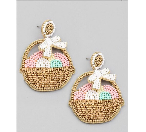 Brianna Cannon EASTER BLINGY BASKET EARRINGS WITH BOW - Sage & Willow