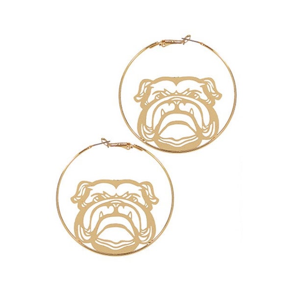 Bulldogs Earrings, Gold Hoop Earrings, Gold hoops, Costume Jewelry, Gameday, Football, Tailgate, Mascot, Dawgs,