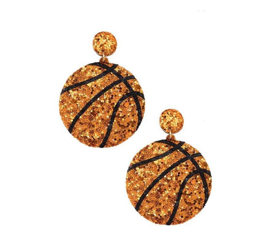 Basketball Glitter Earrings, Basketball Earrings, Basketball Dangle ...