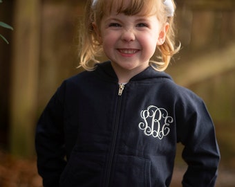 Youth Monogram Zip up Hooded jacket, Personalized Clothing, Emboridery, Monogram, Personalized Sweatshirt, Initials, Gift, Youth
